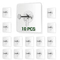 Virha Photo Frame Wall Hook Without Drilling, Pack of 10 Self Adhesive Heavy Duty Hooks for Wall, Nail Free Transparent Sticky Hook for Hanging Photo Frame, Kitchen, Bathroom, Bedroom | Stainless Steel Waterproof Wall Hanger Hook