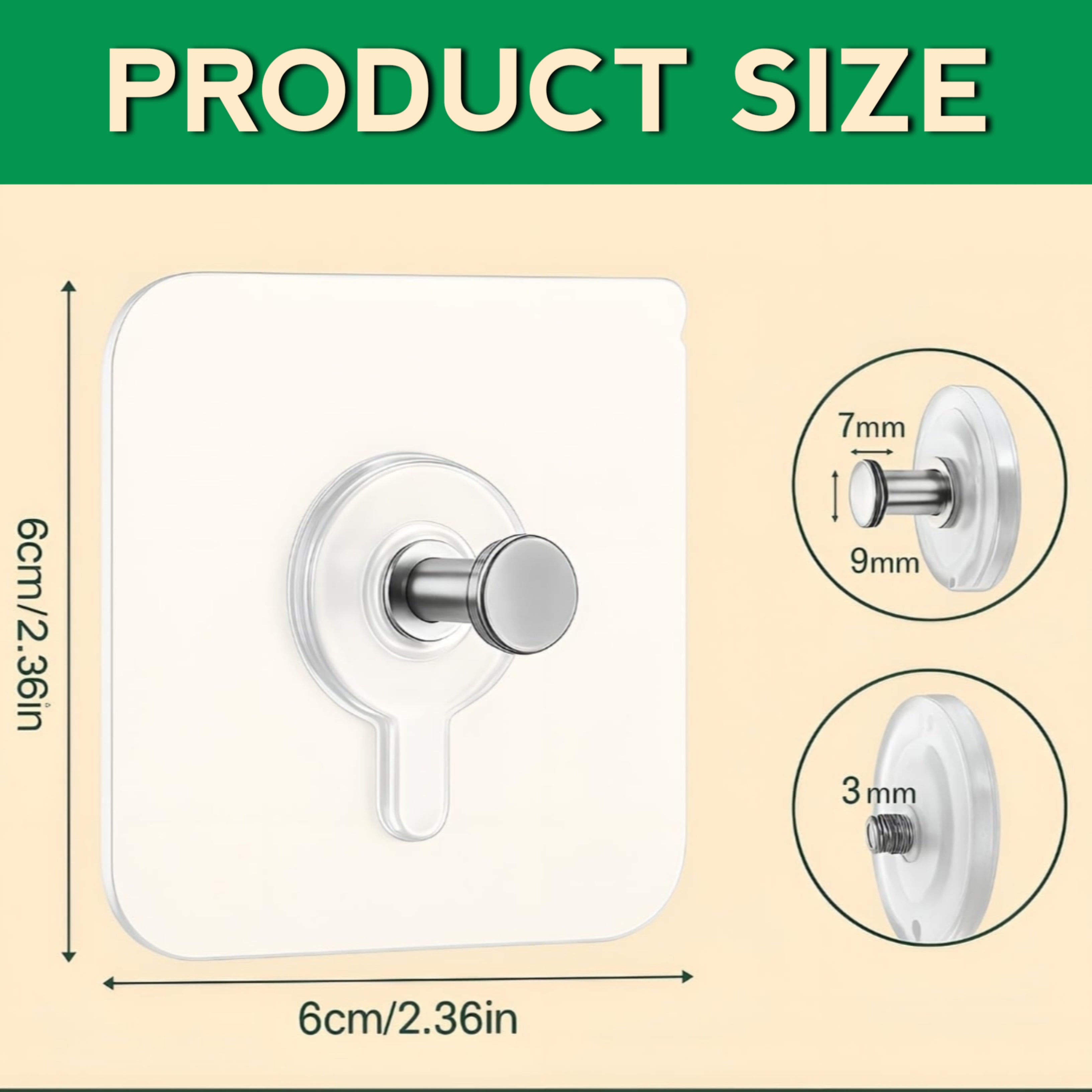 Virha Photo Frame Wall Hook Without Drilling, Pack of 10 Self Adhesive Heavy Duty Hooks for Wall, Nail Free Transparent Sticky Hook for Hanging Photo Frame, Kitchen, Bathroom, Bedroom | Stainless Steel Waterproof Wall Hanger Hook