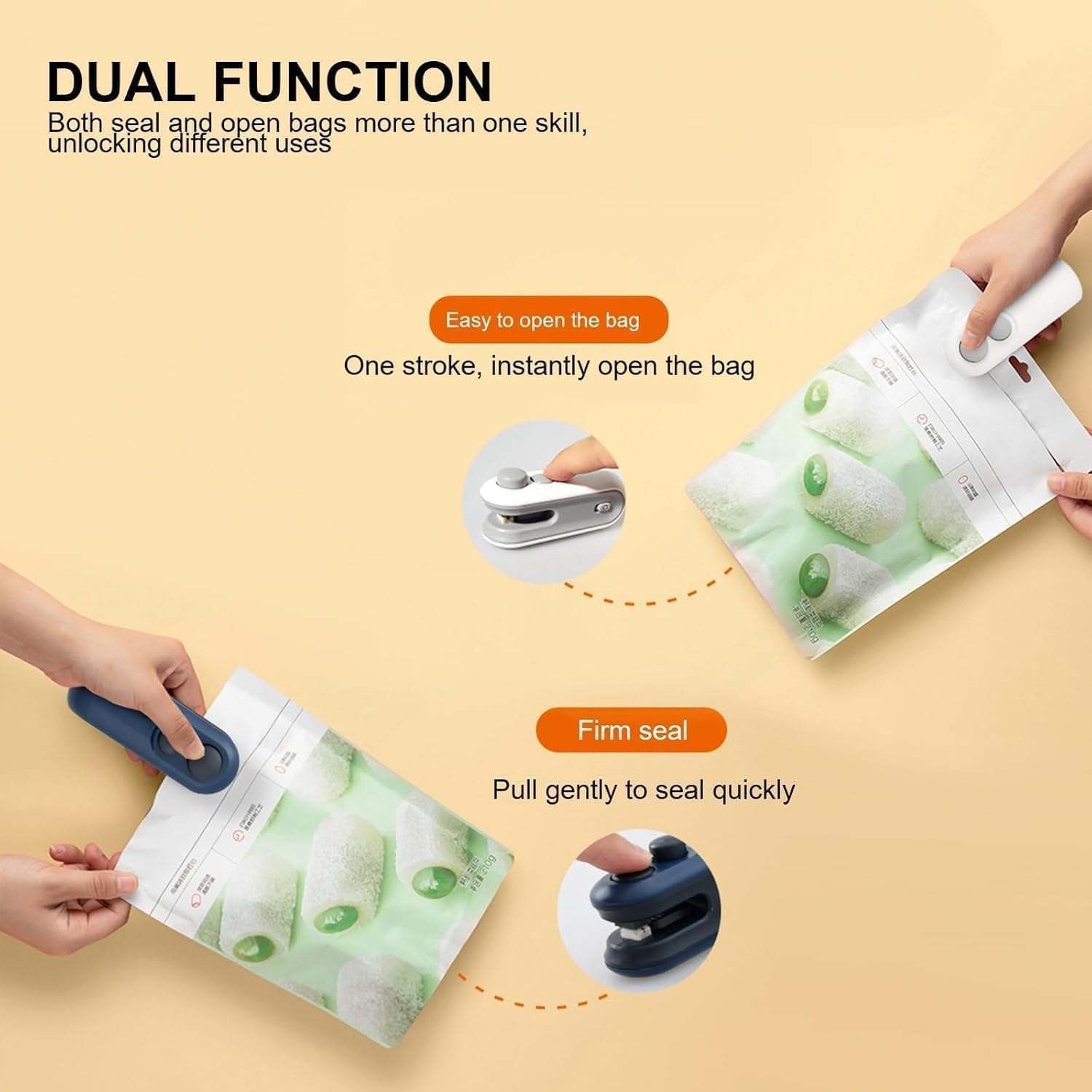 2-in-1 Magnetic Mini Bag Sealer & Cutter - USB Rechargeable Portable Heat Sealer to Keep Snacks Fresh & Crispy