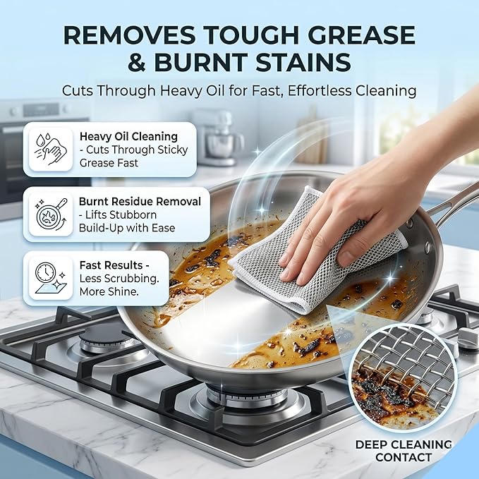 Two Layer Non-Scratch Dish Wash Cloth (10 Pack) Mesh Cloth for Kitchen Reusable Multipurpose Dishwashing Rags for Wet and Dry Cleaning Scrubber